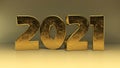 2021 3d scratched gold text isolated on white background