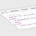 3D Website Code inspector console inspecting website elements with HTML code Royalty Free Stock Photo