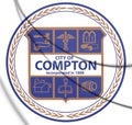 3D Seal of Compton California, USA.