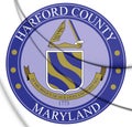 3D Seal of Harford County Maryland, USA.