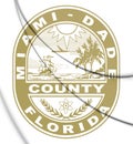 3D Seal of Miami-Dade County Florida, USA.