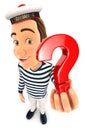 3d seaman holding a question mark icon