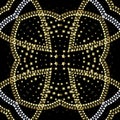 3d seamless pattern with zippers. Vector ornamental stars background. Gold and silver textured abstract ornaments with