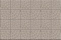 3D seamless texture of circle squared floor tiles. Repeating beige pattern of radial stone pavement