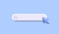 3d search bar template for website. Navigation search for web browser. 3d arrow mouse cursor. Vector Royalty Free Stock Photo