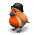 3d Seasonal Christmas robin wearing a bowler hat