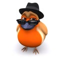 3d Seasonal Christmas robin wears a trilby