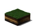 3d section of land with grass and soil Royalty Free Stock Photo