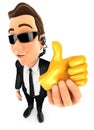 3d security agent golden thumb up icon