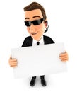 3d security agent holding a billboard Royalty Free Stock Photo