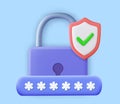 3d security shield lock check mark