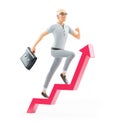 3d senior man with briefcase running on growing arrow Royalty Free Stock Photo