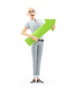 3d senior man holding green arrow up