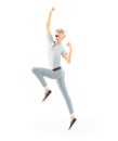 3d senior man jumping for joy Royalty Free Stock Photo