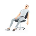 3d senior man sleeping in office chair Royalty Free Stock Photo