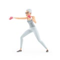 3d senior woman boxing workout