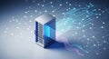 3D server data flow technology digital network connection futuristic cyber glow Royalty Free Stock Photo