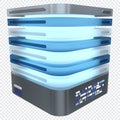 3D server icon. Glowing server. Computer server 3d render icon. Cloud computing. 3d render illustration
