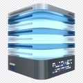 3D server icon. Glowing server. Computer server 3d render icon. Cloud computing. 3d render illustration