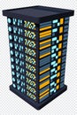3D server. Network server room. 3D computer equipment. Storage database. Isometric server. 3D rendering