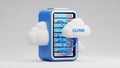 3D Server Rack Connected to Cloud Icons Representing Data Storage technology Royalty Free Stock Photo