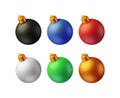 3D Set of Christmas Balls with Golden Clamp Royalty Free Stock Photo