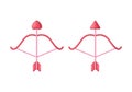 3D Set of Cupid's bow icons. A bow with an arrow and a heart. Valentine's day concept. Love icon Royalty Free Stock Photo