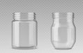 3D set of glass jars isolated on gray background Royalty Free Stock Photo