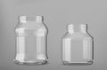 3D set of glass jars isolated on gray background Royalty Free Stock Photo