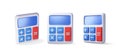 3D set of modern calculator isolated