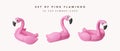 3d Set of pink flamingo float icon for summer vacation concept. icon isolated on white background. 3d rendering Royalty Free Stock Photo