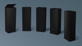 3D Set Of Realistic Vertical Tall Black Cardboard Boxes