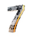 3D `seven` number with flower texture