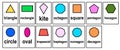 2D Shape 2D geometric model Word Cards for kid and kindergarten set vector