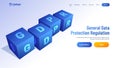 3D shiny cubes with alphabet GDPR for General Data Protection Re Royalty Free Stock Photo