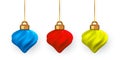 3d shiny glowing Christmas balls. Xmas glass ball. Holiday decoration template. Vector illustration Royalty Free Stock Photo
