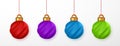 3d shiny glowing Christmas balls. Xmas glass ball. Holiday decoration template. Vector illustration Royalty Free Stock Photo