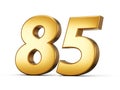 3d Shiny Gold Number 85, Eighty Five 3d Gold Number Isolated On White Background, 3d illustration Royalty Free Stock Photo