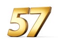 3d Shiny Gold Number 57, Fifty Seven 3d Gold Number Isolated On White Background, 3d illustration