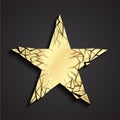 3d shiny golden broken cracked star label