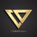 3d shiny golden linear triangle logo