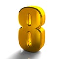 3d shiny golden number 8 one collection, high quality 3d render isolated on white