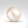 3D shiny natural White Pearl ball. Vector accessory beauty decoration. Fashion jewel symbol