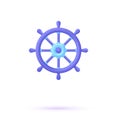 3D Ship wheel helm isolated on white background. Ship and boat steering wheel sign. Boat wheel control icon Royalty Free Stock Photo