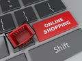 3d Shopping basket on computer keyboard. Online shopping concept