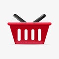 3d shopping basket. Grocery shop, online shopping. Vector