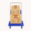 3D Shopping cart and cardboard box. Fast delivery concept from online store. Shipping logistics package delivery. Cargo Royalty Free Stock Photo