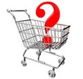 3D shopping cart with question mark