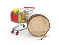3d shopping cart and ramadan drum