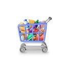 3D Shopping Plastic Basket with Fresh Products